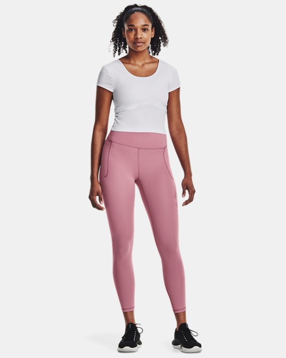 Women's UA Meridian Ultra High Rise Ankle Leggings in Pink image number 2